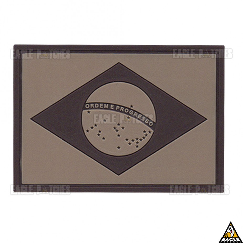 Patch Emblema PVC Emborrachado Da Bandeira Do Brasil Com Fecho de
