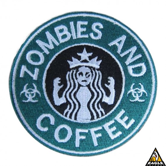 Patch Bordado Zombies And Coffee